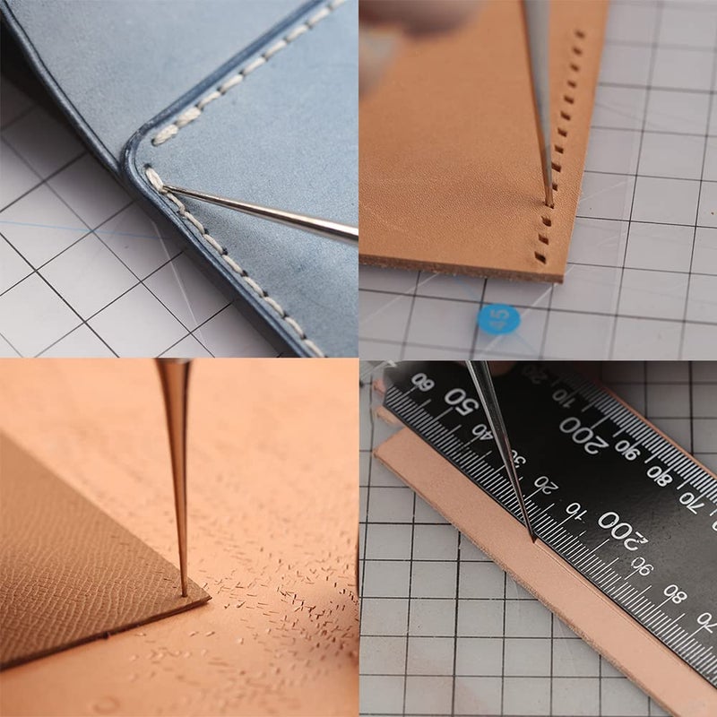 WUTA 10 Packs Leather Craft Awl Tools Leather Hole Punch Tool Sewing Punching Hole Maker Stitching Over Stitch Wood Handle for DIY Handmade Christmas Gift - Image 4